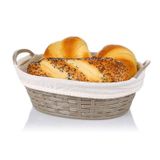 Plastik Hasır Desenli Ekmek Sepeti Oval No:1 - Bezli BO664