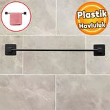 Plastik Havluluk Yapışkanlı Siyah Banyo Lavabo Mutfak Uzun Kağıt Bez Havlu Askısı Kağıtlık 39 Cm