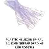 Plastik Helezon Spiral 4:1 32MM Şeffaf 50 Ad. 48 Lop Poşetli - mapicoil