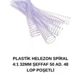 Plastik Helezon Spiral 4:1 32Mm Şeffaf 50 Ad. 48 Lop Poşetli