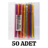 Plastik Jelatinli Pipet 50'Li Paket Frozen Körüklü Karışık Renkli Pipet Çok Renkli
