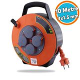Plastik Kapaklı Mini Makaralı Seyyar 3X1.5 Mm Cca Monofaze Uzatma Kablosu 4 Priz Ttr Kablo 10 Metre