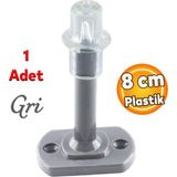 Plastik Kapı Pencere Arkası Gri Renk Tampon 8 Cm Vidalı Duvar Koruyucu Silikon Stoper 1 Adet