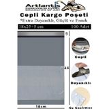 Plastik Kargo Poşeti Cepli 18X25+5 Cm 100 Adet 1 Paket Ekonomik Cepli Kargo Poşeti Dayanıklı Gri Esnek