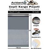 Plastik Kargo Poşeti Cepli 18X25+5 Cm 50 Adet 1 Paket Ekonomik Cepli Kargo Poşeti Dayanıklı Gri Esnek