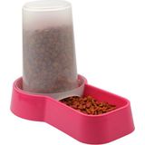 Plastik Kedi-Köpek Mama ve Su Kabı 1,5 Lt Kare Fuşya