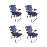 Plastik Kollu Katlanir 4 Lü Piknik Ve Kamp Sandalyesi Mavi 46,5X40,5X41 Cm Sirt 57X55x81 Cm