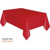 Plastik Kullan At Büyük Boy Kırmızı Renk Masa Örtüsü 135*270CM