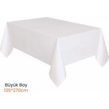 Plastik Kullan At Büyük Boy Renk Masa Örtüsü 135*270CM - Beyaz