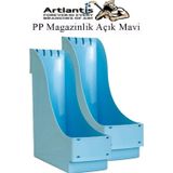 Plastik Magazinlik Açık Mavi 2 Adet Plastik Kutu Klasörü Magazinlik A4 Dosya ve Masa Düzenleyici Sınıf Ev Ofis