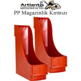 Plastik Magazinlik Kırmızı 2 Adet Plastik Kutu Klasörü Magazinlik A4 Dosya ve Masa Düzenleyici Sınıf Ev Ofis