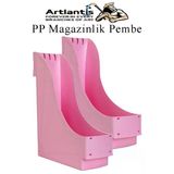 Plastik Magazinlik Pembe 2 Adet Plastik Kutu Klasörü Magazinlik A4 Dosya ve Masa Düzenleyici Sınıf Ev Ofis