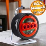 Plastik Makarali Ev Elektrigi Monofaze Seyyar 4 Prizli Uzatma Kablosu 3X2.5 Mm Ttr Kablo 30 Metre