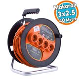 Plastik Makaralı Seyyar 4 Prizli Ip20 Uzatma Kablosu 3X2.5 Mm Cca Kablo 40 Metre Termal Sigorta