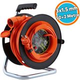 Plastik Makaralı Seyyar Kablo Uzatma Kablosu 3x1.5 mm Cca Kablo 50+2 Metre - Turuncu - Siyah