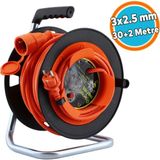 Plastik Makaralı Seyyar Kablo Uzatma Kablosu 3x2.5 mm Cca Kablo 30+2 Metre - Çok Renkli