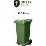 Plastik Metal Pedallı Çöp Konteyneri 120 Litre Konteyner - Isıya Dayanıklı Malzeme - Yeşil