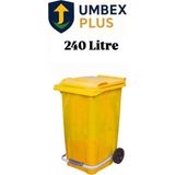 Plastik Metal Pedallı Çöp Konteyneri 240 Litre Konteyner - Isıya Dayanıklı Malzeme - - Sarı