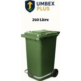 Plastik Metal Pedallı Çöp Konteyneri 240 Litre Konteyner - Isıya Dayanıklı Malzeme - - Yeşil