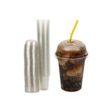 Plastik Milkshake Bardağı Pipetli Kapaklı 100'lü İçecek Şeffaf 350 Cc(ml) Meşrubat Bardağı Cup