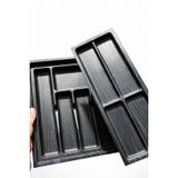 Plastik Mutfak Çekmece Düzenleyici, Siyah, 2 Parçalı Set, Kaşıklık Organizer, 35x45 cm