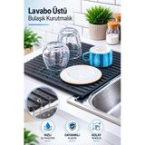 Plastik Pratik Lavabo Tezgah Üstü Bulaşık Kurutmalığı Siyah 35 X 45 S-10145