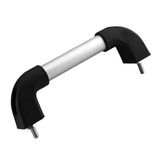Plastik Profil Boru Kulp Krom-Siyah Çekme Kol 10X25x68x200mm ( 2 Adet M8x40 Civata + Somun)