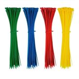 Plastik Renkli Cırt Kelepçe 3,6 X 30cm - Kablo Bağı 25'er Ad: Sarı-yeşil-kırmızı-mavi 100 Adet