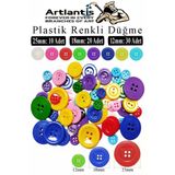Plastik Renkli Düğme Seti 60 Lı 1 Paket Plastik Renkli Düğme Dikiş Parlak Yuvarlak 4 Delikli Düğme Etkinlik Hobi Sınıf