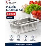 Plastik Saklama Kabı 1000 gr 25 Adet Plastik Kapaklı Kase Sızdırmaz Kap Şeffaf Kullan At Kase