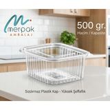 Plastik Saklama Kabı 500 gr 100'LÜ Kapaklı Sızdırmaz Kap Şeffaf Kullan At Kase - --