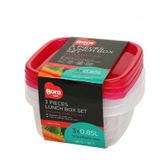 Plastik Saklama Kabı Kare 3lü Set 850 Ml Bo531
