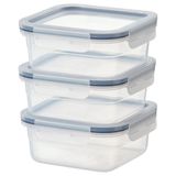 Plastik Saklama Kabı Seti, Şeffaf, 750 Ml, Kare, 3 Parça