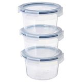 Plastik saklama kabı seti, şeffaf, 750 ml, yuvarlak, 3 parça