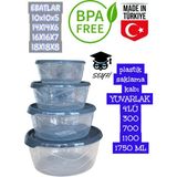 Plastik Saklama Kabı Yuvarlak 4'lü 300 700 1100 1750 ml