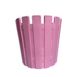 Plastik Saksı, Pembe Renk, Çit Desenli, İç ve Dış Mekan Kullanımı için Dekoratif Çiçek Saksısı 16x15 cm