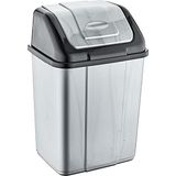 Plastik Sallanır Kapak Çöp Kovası Kutusu -Gri Gövde/siyah Kapak - 35 Litre - 53 x 35 x 28 cm - Çok Renkli