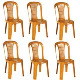 Plastik Sandalye 6 Adet Kolsuz Balkon Bahçe Kamp Mobilya (kahve Rengi) Xömbx98