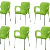 Plastik Sandalye 6 Adet Nobel Balkon Bahçe Kamp Mobilya (yeşil) Xömbx98