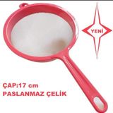 PLASTİK SAP, PASLANMAZ ÇELİK GÖVDE, 17 CM ÇAP, 19 CM SAP UZUNLUĞU, SÜT VE SIVI SÜZGECİ PEMBE