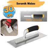 Plastik Saplı Metal Seramik Malası 30 Cm Harç Derz Sıva Yüzey Düzleştirme Fugas Malası Saten 1 Adet