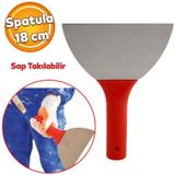 Plastik Sapli Metal Spatula Siva Duvar Macun Boya Kazima Ispatulasi 18 Cm Takilabilir Sap