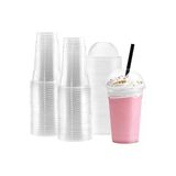 Plastik Şeffaf Bardak Kapaklı Milkshake Bardağı Kahve Bardağı Soğuk Içecek Bardağı 400Ml 100 Adet