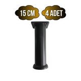 Plastik Siyah Ayarlanabilir Ayak Masa Dolap Ve Mobilya Ayağı(Siyah)(10Cm - 12Cm - 15Cm) Siyah 15Cm 15Cm - 4 Adet
