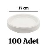 Plastik Tabak Kullan At Tabak 100'Lü 17 Cm Beyaz Plastik Tabak
