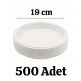 Plastik Tabak Kullan At Tabak 500'Lü 19 Cm Beyaz Plastik Tabak