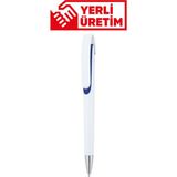 Plastik Tükenmez Kalem 100 Adet Basmalı Tükenmez Kalem Okul Iş Ofis Tükenmez Kalem - Lacivert - Beyaz