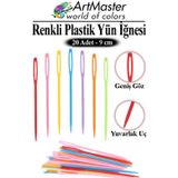 Plastik Yün İğnesi Renkli 20 Adet 9 Cm Dikiş İğnesi Plastik İğne İplik İğnesi Dokuma İğnesi Örgü Dikme Dikiş