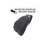 Plastikdiş Fermuar Siyah Fermuar Ve Başlık (200 Mt Fermuar 400 Adet Başlık)