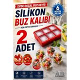 Plastmarket 6 Bölmeli Büyük Boy Silikon Buz Kalıbı - Büyük Boy Kare Buzluk - Kokteyl Buz Kalıbı - Et Suyu Saklam - 001-Renkli